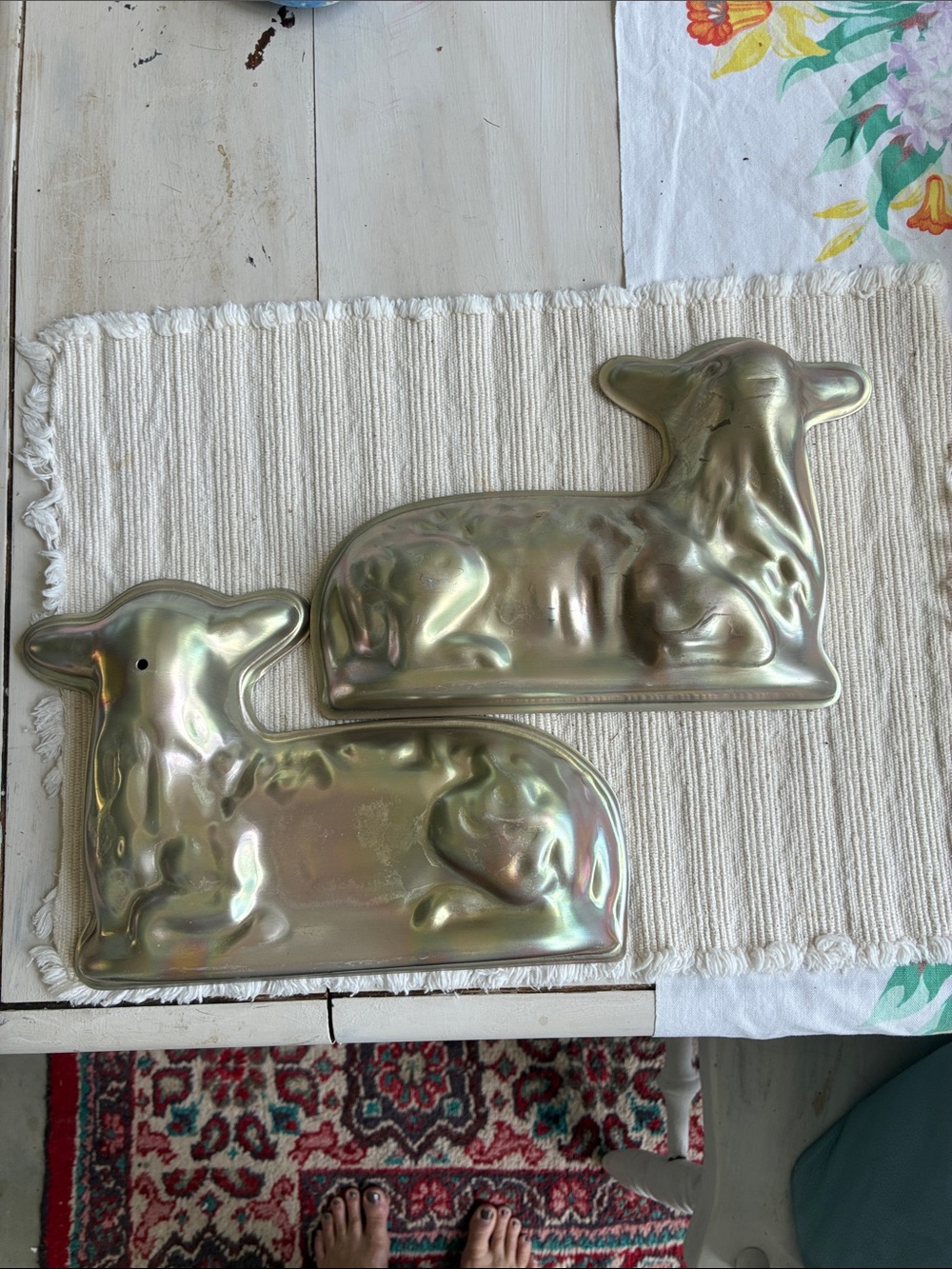 Set of two vintage metal molds. Two lambs.